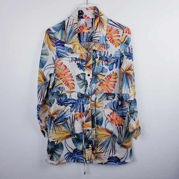 Chico's Linen Print Top - Picture 1 of 14